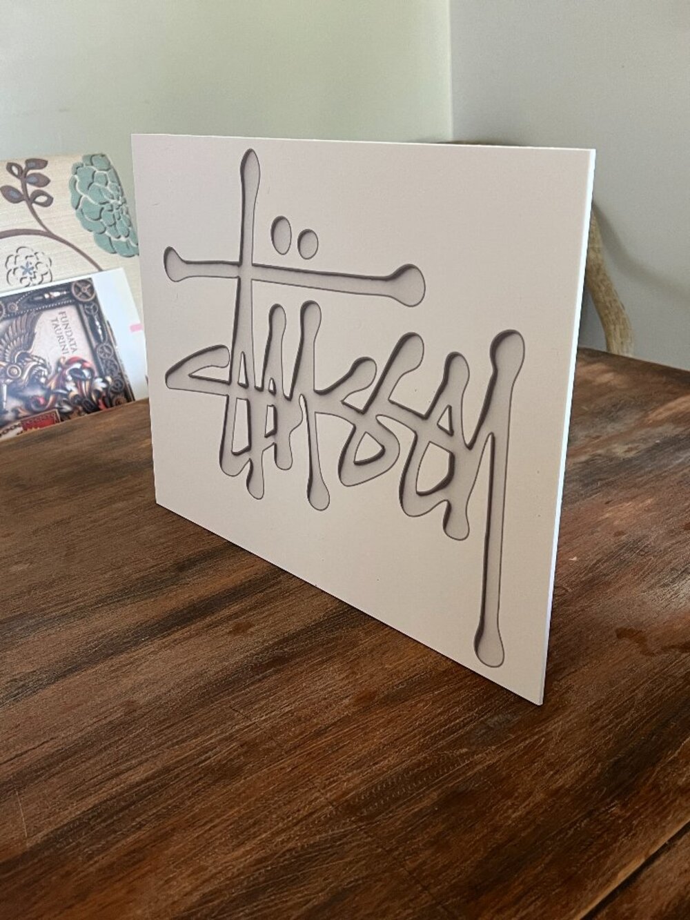 Minimalist Tone-on-Tone STUSSY Logo Sign | 12x16 Digitally Printed PVC Board